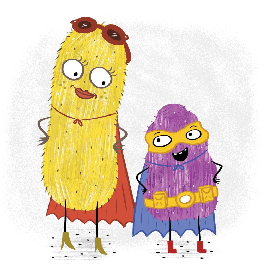 Parent character and kid character