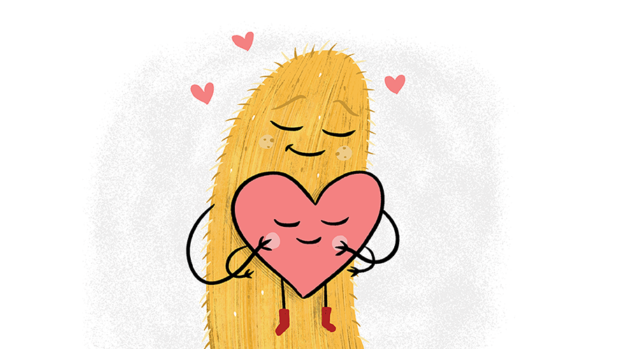 A Meg Foundation monster hugging a heart