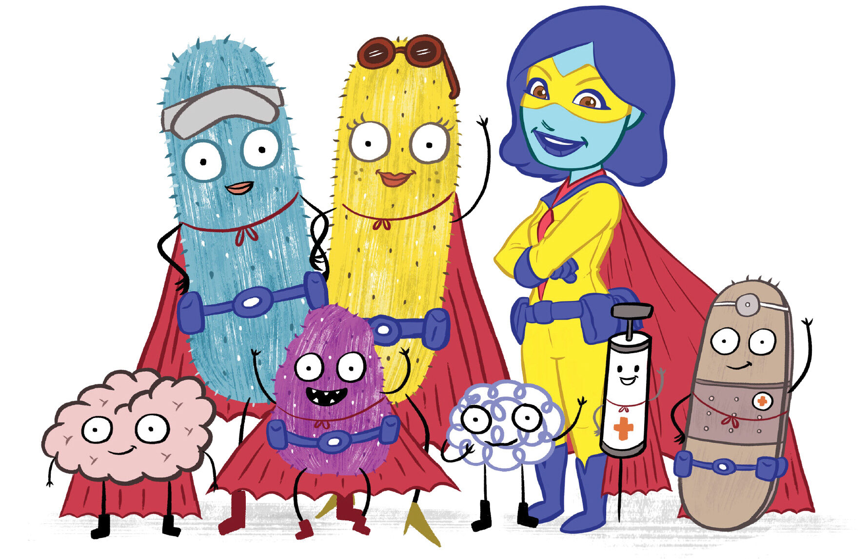 The Meg Foundation characters standing together with Meg